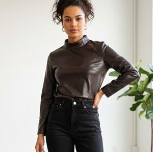 New GAP Vintage Dark Brown Genuine Leather Top Size 8